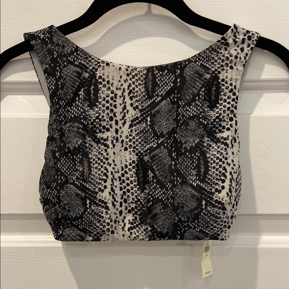 Aerie NWT Black and White Snake Skin Print Bikini Top XXS